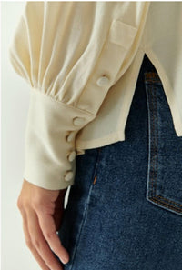 EXQUISE Harlee Collar Long Sleeve Shirt in ecru - women's blouse - view 4