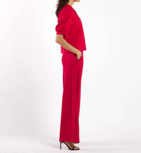 JUDE CONNALLY Coco Ponte Short Sleeve Top in red - women's shirt - alternate view