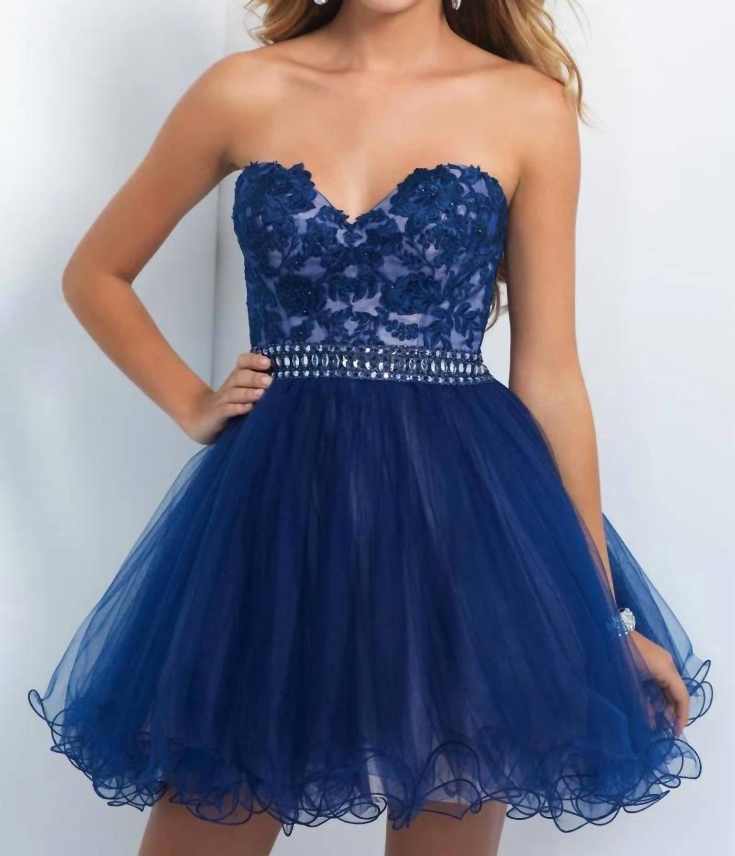 Blush Prom - Embroidered Baby Doll Cocktail Dress