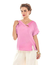 Oh My Gauze! Mike Cotton Top in carnation - women's t-shirt - alternate view