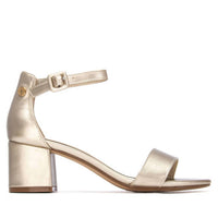 Xti Women's Block Heel Ankle Strap Sandals in gold - women's sandal - detail view