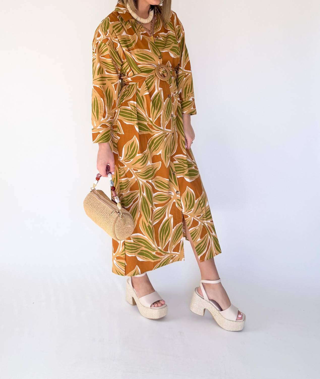 Karlie Shirt Midi Dress in desert palm - women's dress - alternate view