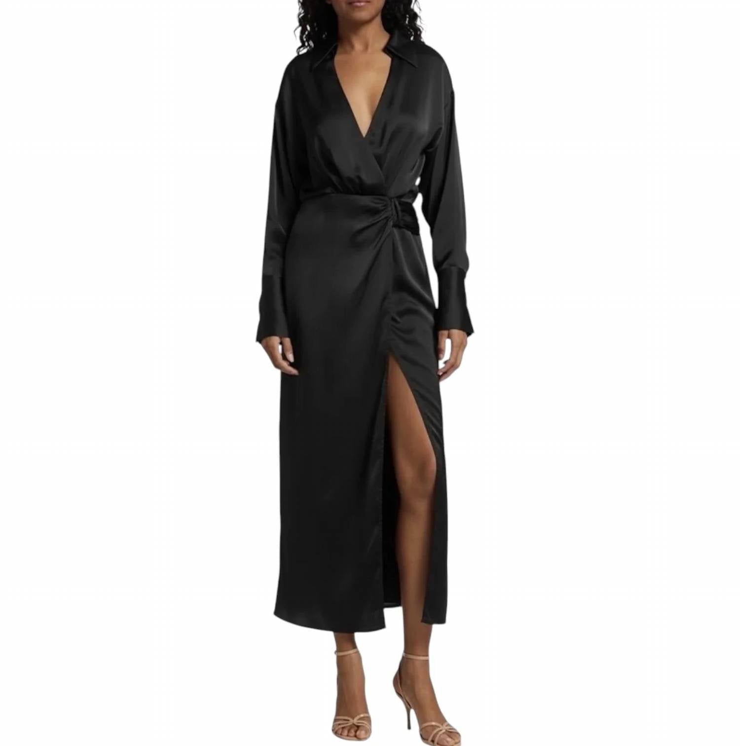 Ramy Brook - Aurora Draped Satin Shirt Dress