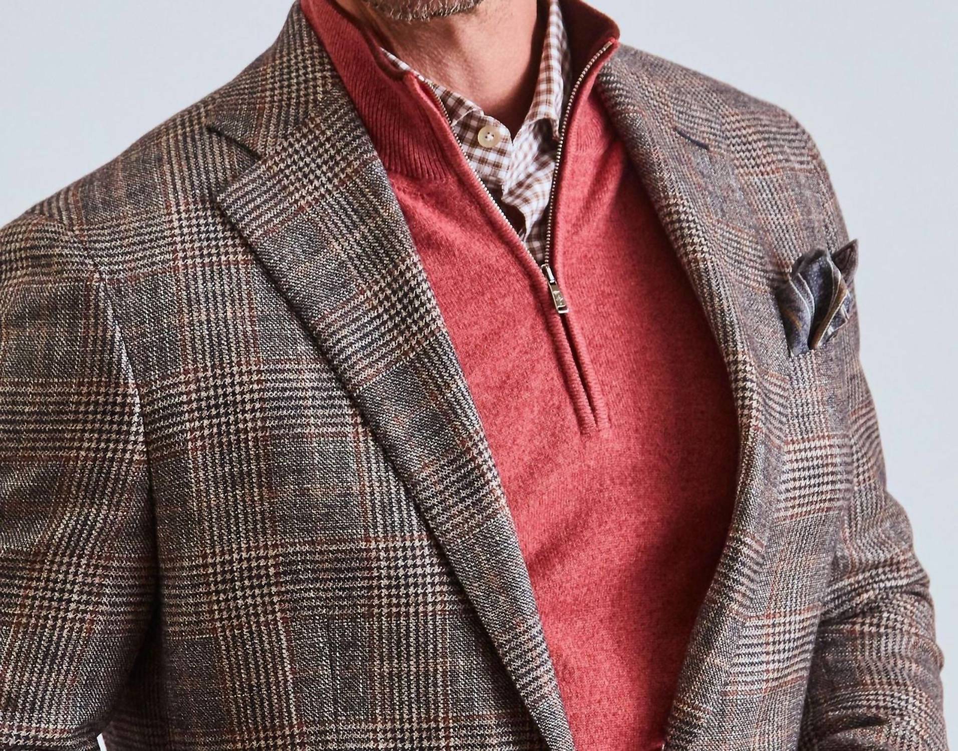 Fioroni Cashmere Cashmere Quarter-zip Sweater in peonia - men's sweater - view 4