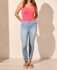 Tribal - Audrey Pull-on Slim Ankle Jeans With Embroidery