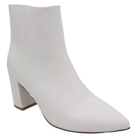 Smash Shoes Women's Chiku Chunky Heel Pointed Toe Boots in white - women's shoe