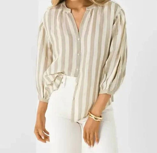 Velvet By Graham & Spencer - Gabby Striped Linen Top