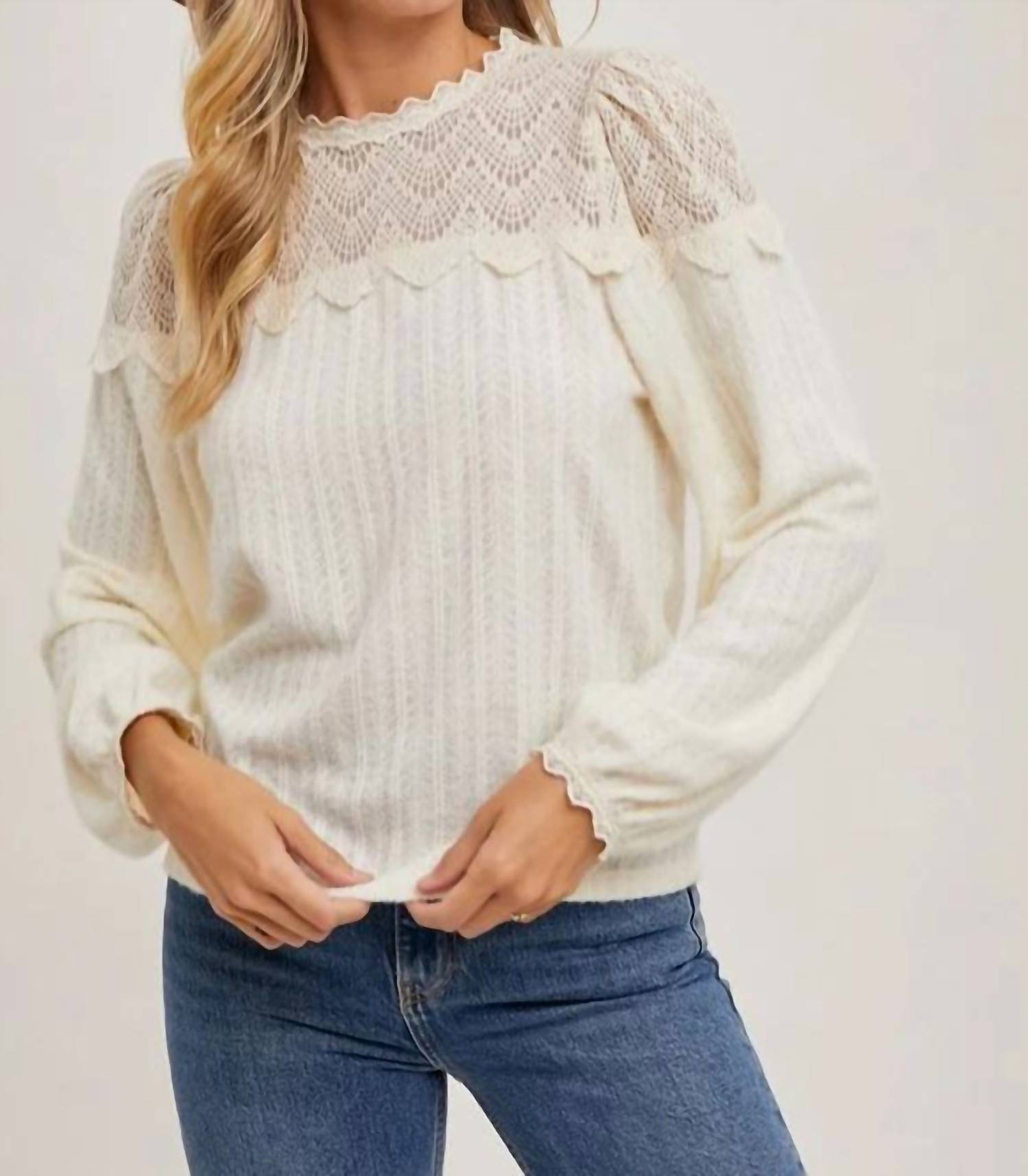 Bluivy - Lace Trimmed Blouse