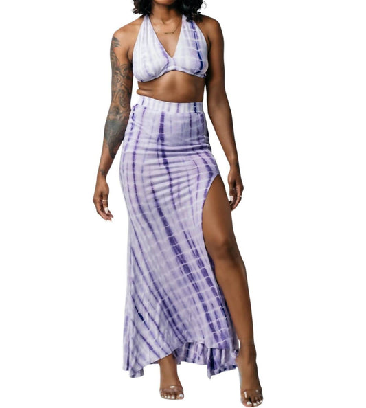 The Sang - Tie Dye Maxi Skirt Set With Split