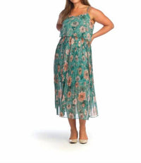 Papillon - Floral Pleated Overlay Dress