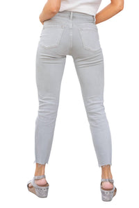 Vervet By Flying Monkey - HIGH RISE BUTTON UP SLIM STRAIGHT JEANS
