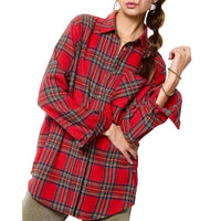 La Miel - Plaid Oversized Button Front Shirt