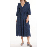 Tyler Boe Sabrina Eyelet Midi Dress in navy 1 - women's dress