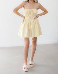 LE LIS Taryn Mini Dress in yellow white stripe - women's dress - view 4