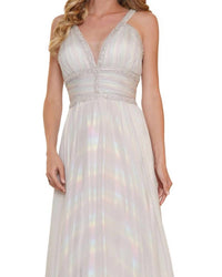 COLORS DRESS Iridescent Rainbow A-line Gown in off white - women's dress - detail view