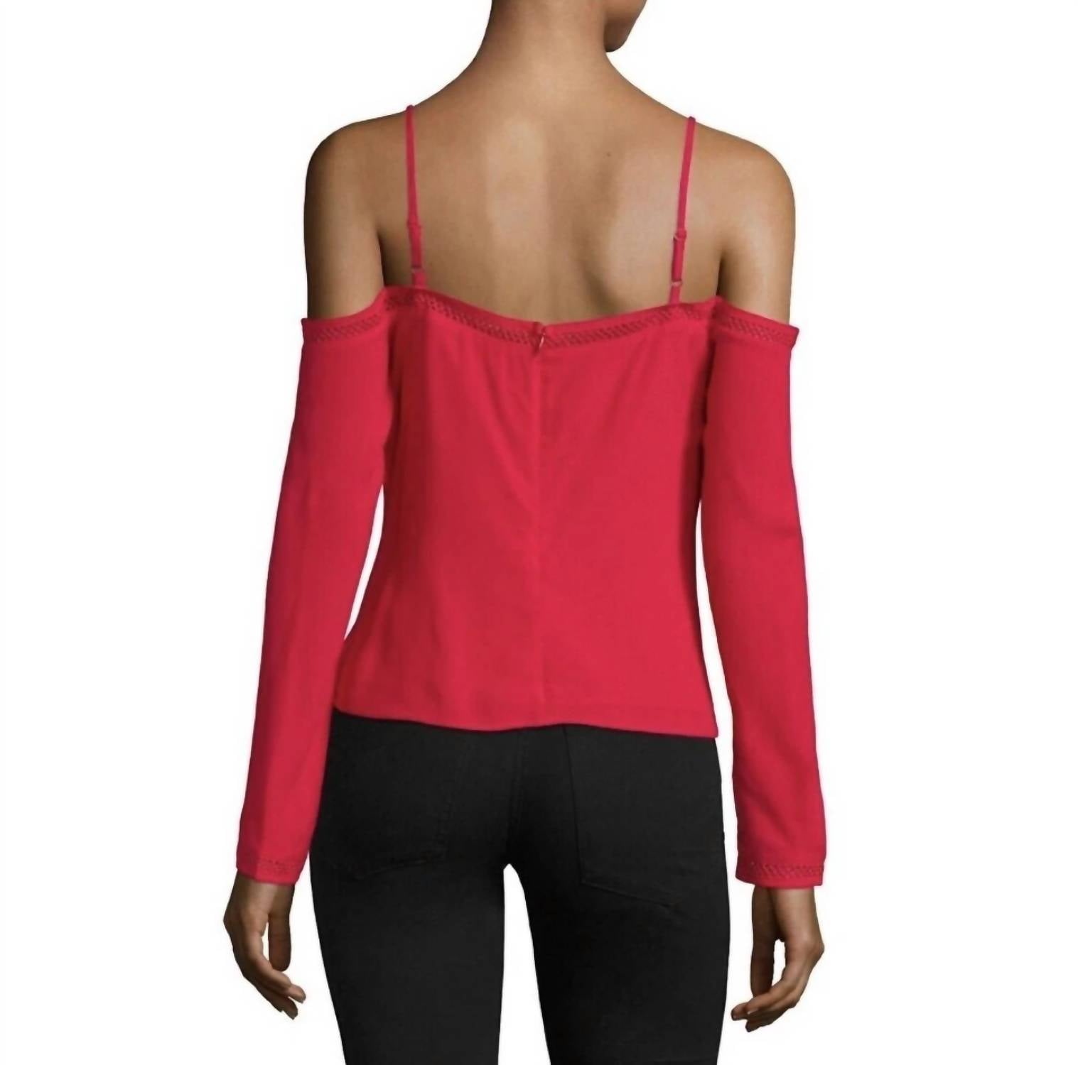 Lovers + Friends Long Sleeve Cold Shoulder Top in red - women's blouse - detail view
