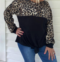 Shirley Stone - Leopard Color Block Knot Top
