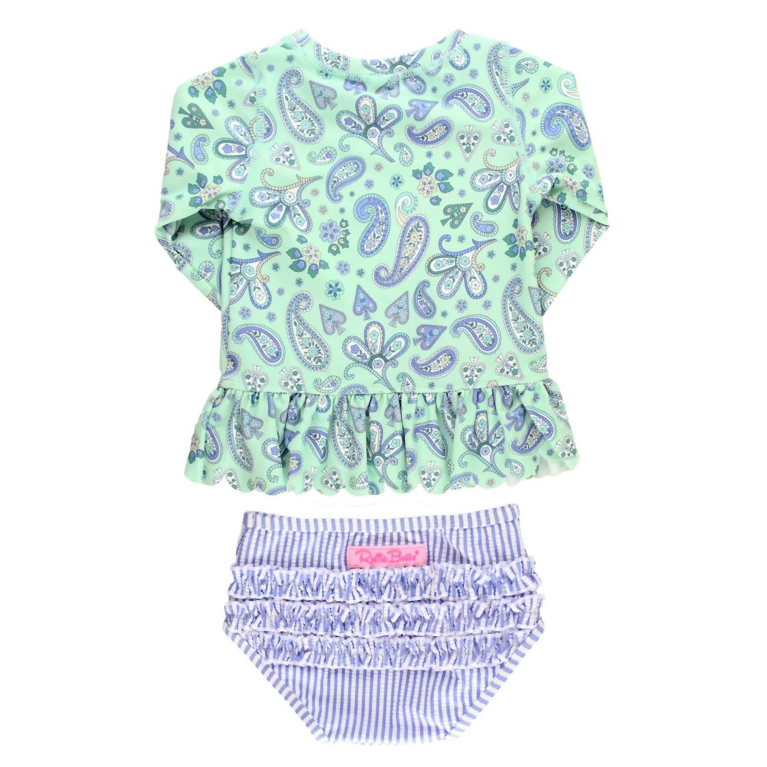 Rufflebutts - Girls' Paisley Peplum Two-Piece Rash Guard
