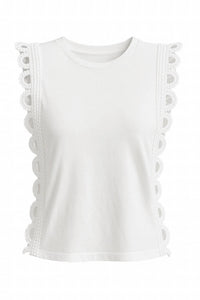 Another Love - Women's Ryder Eyelet Scallop Ruffle Sleeve Top