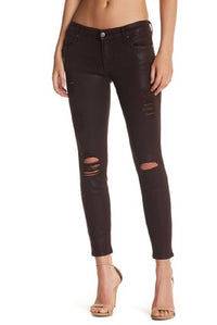 7 For All Mankind - Coated Distressed Skinny Jeans