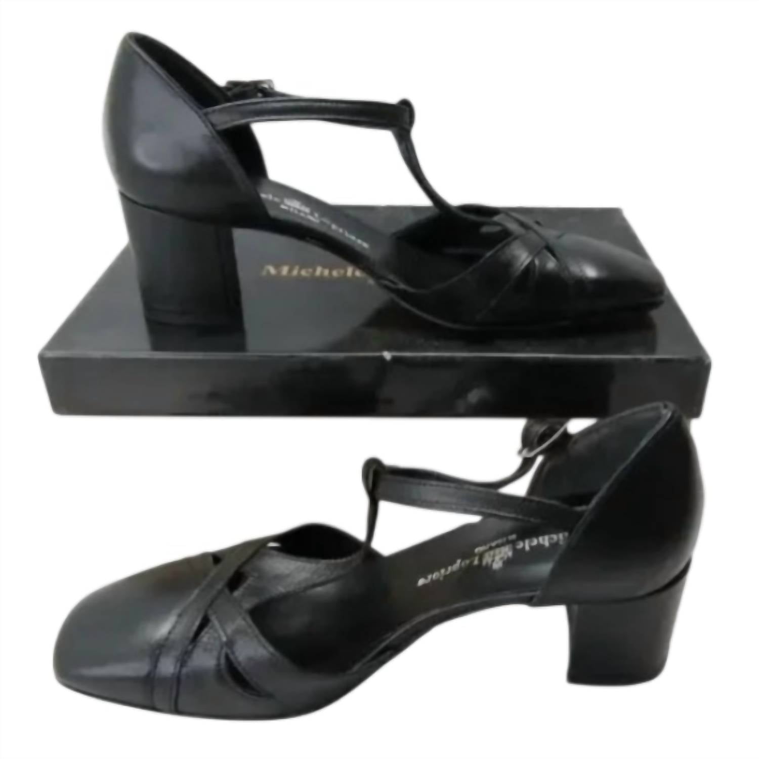Michele Lopriore Women's Yeti Vitello Block Heel Adjustable Strap Sandals in black - women's sandal