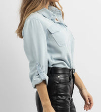 Miss Sparkling - Button Down Denim Shirt