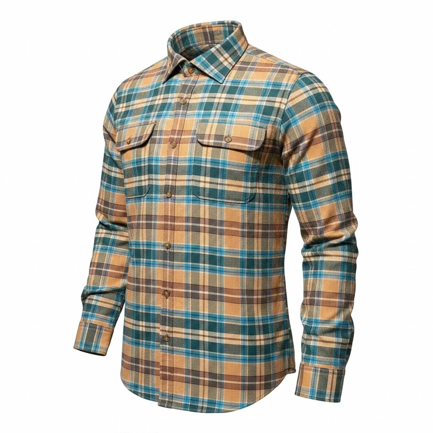 Madeleine Finn - Men's Plaid Button Down Long Sleeve Shirt