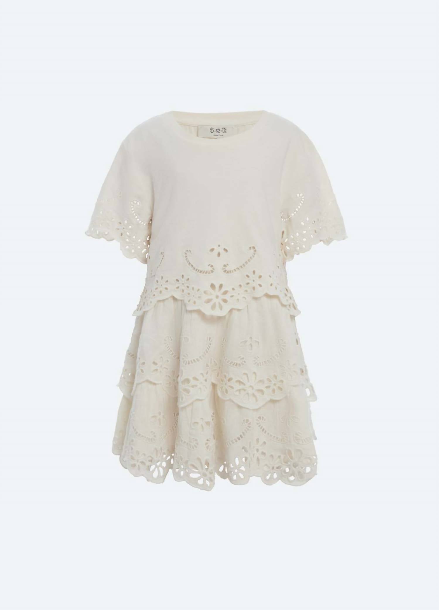 Sea - Lula Embroidered Kids Short Sleeve Dress