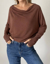 SIX/FIFTY Anywhere Long Sleeve Top in chestnut - women's long sleeve top