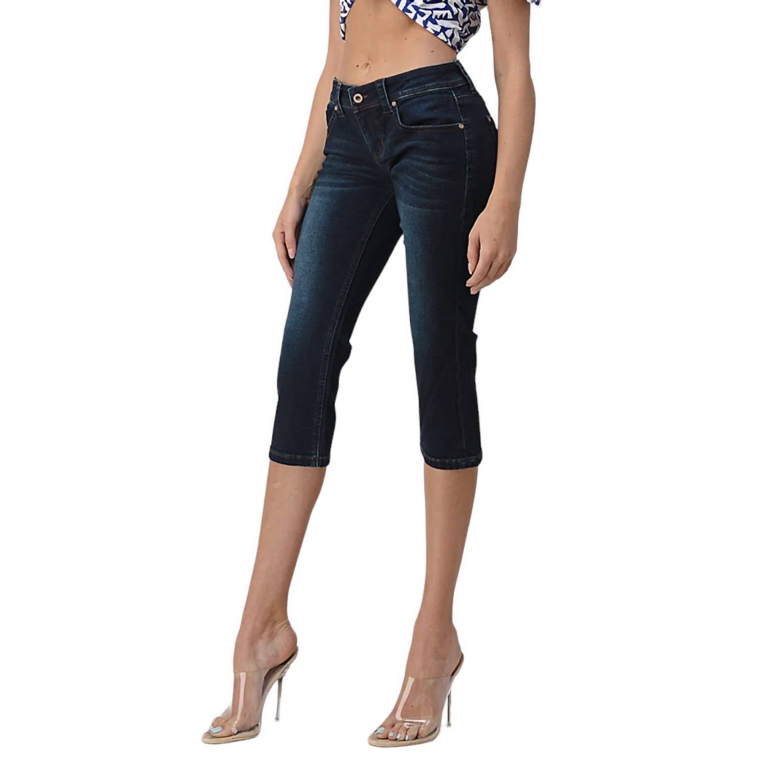 Grace In La - Mid Rise Basic Capri Jean