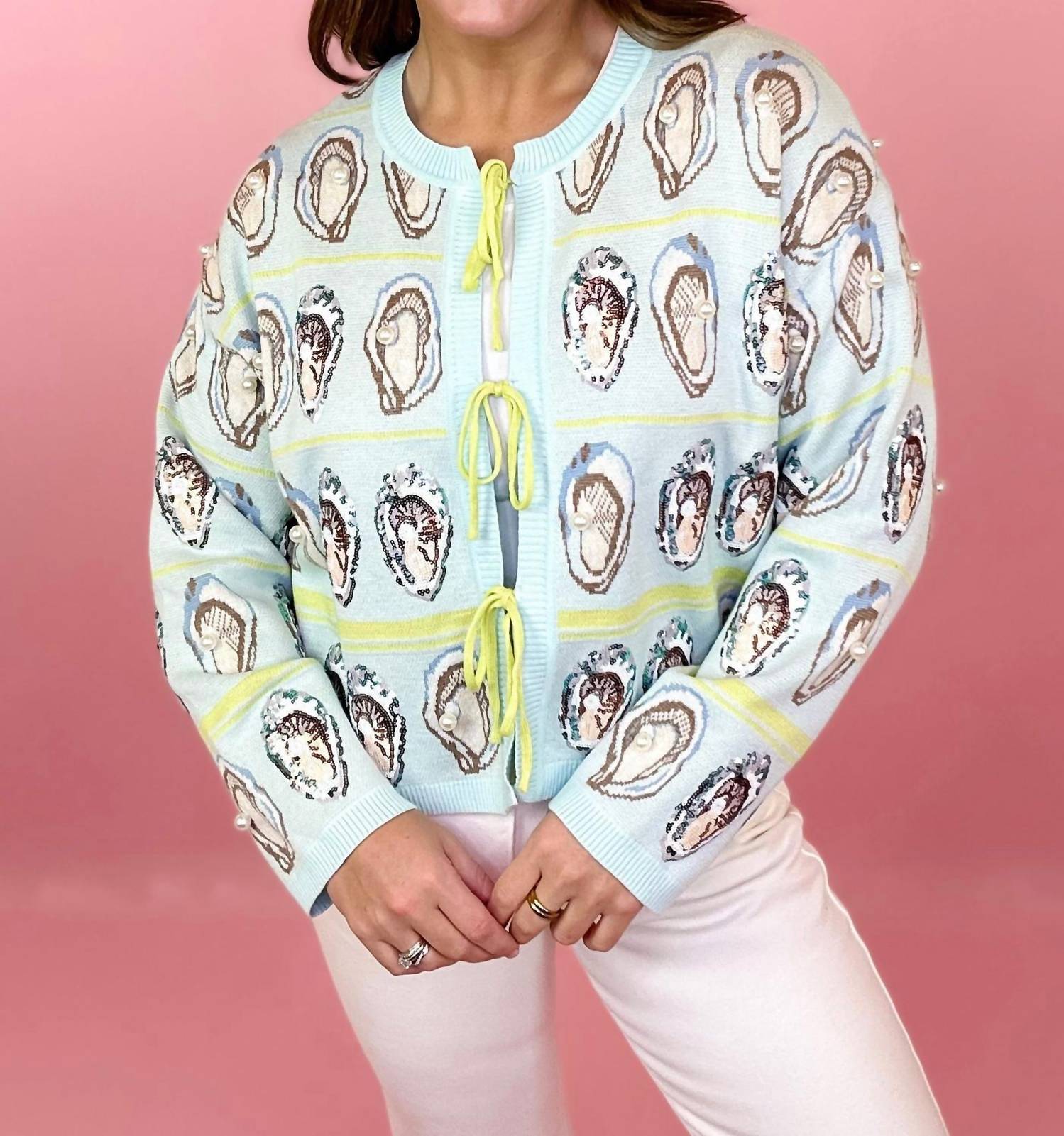 Queen Of Sparkles - Oyster Tie Up Sweater