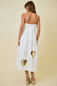 Day + Moon - Embroidered Hearts Cut Out Midi Dress