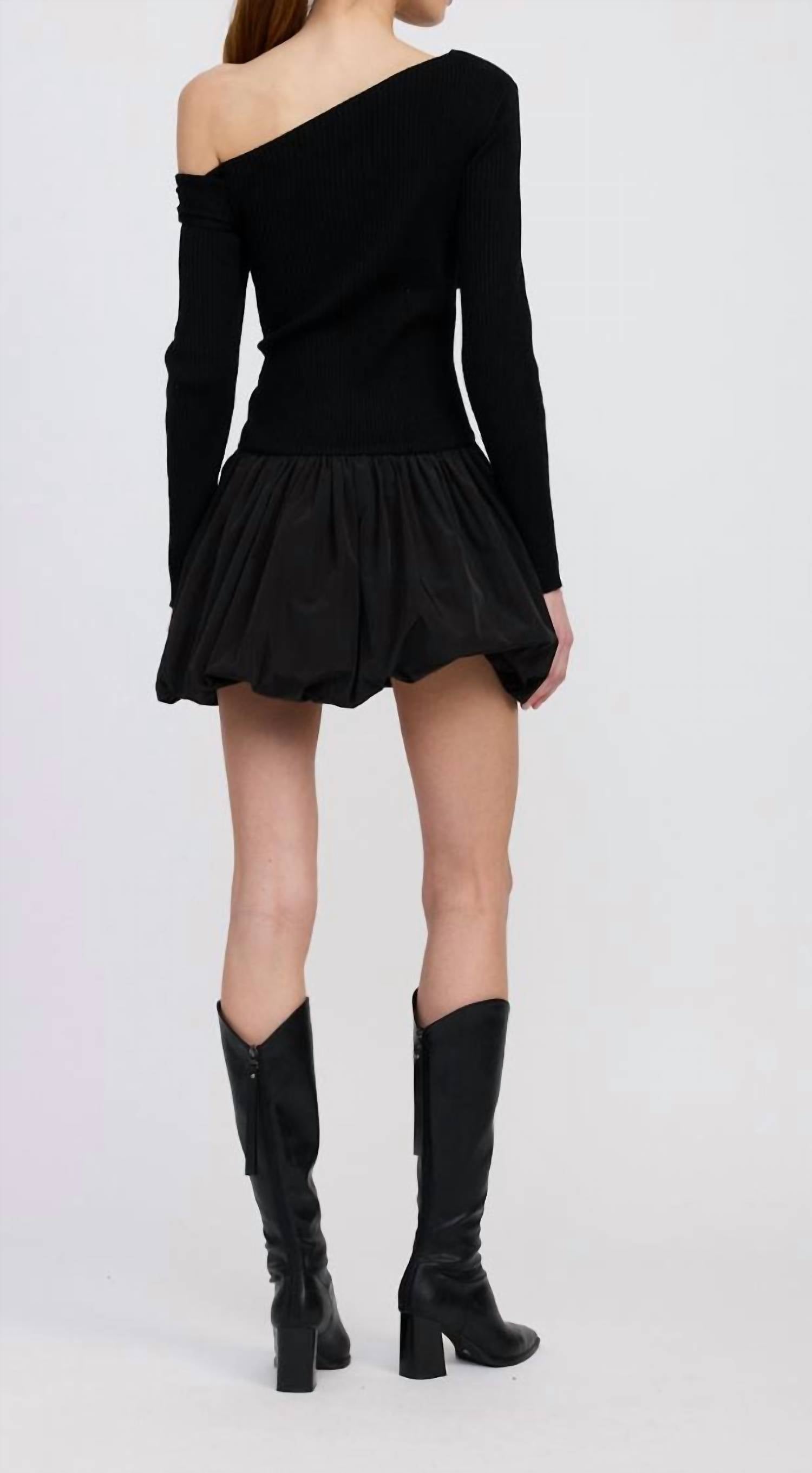 En Saison Romilla Mini Dress in black - women's dress - detail view