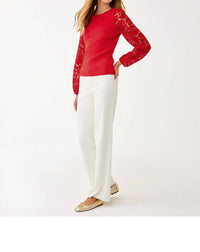 Lilly Pulitzer Bryant Lace Knit Top in cranberry red - women's blouse - view 4