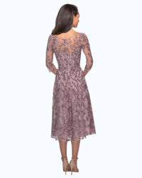 La Femme - Embroidered Floral Midi Dress