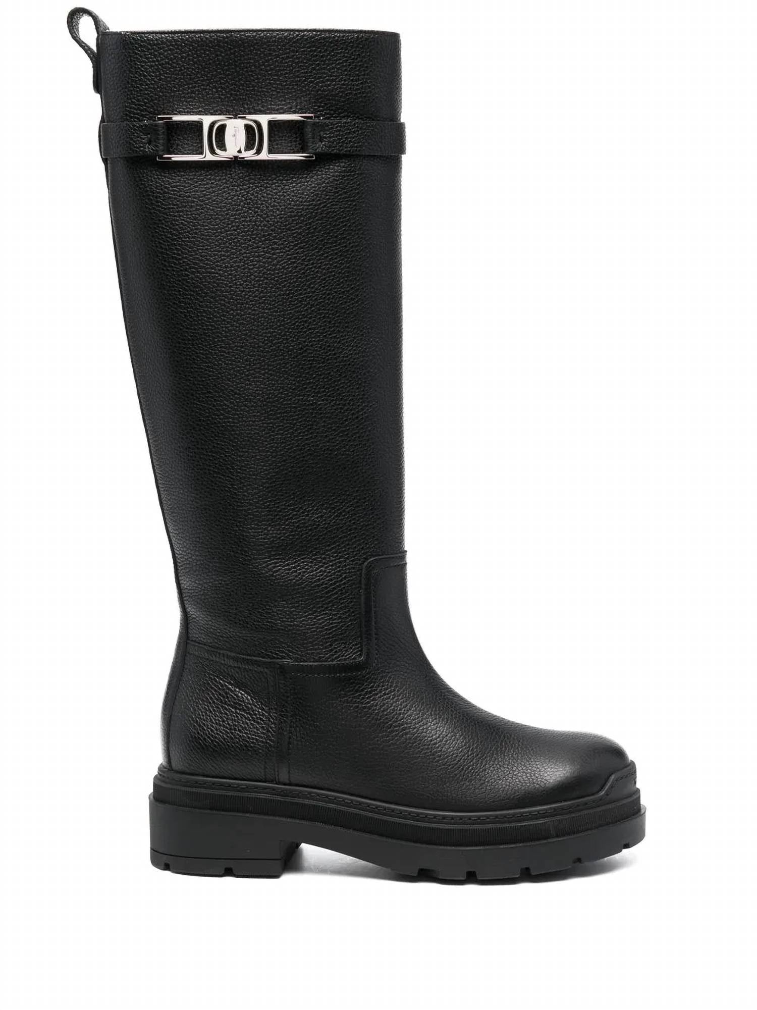 Salvatore Ferragamo Women's Vara Chain Knee-high Boots in black - women's shoe - view 121
