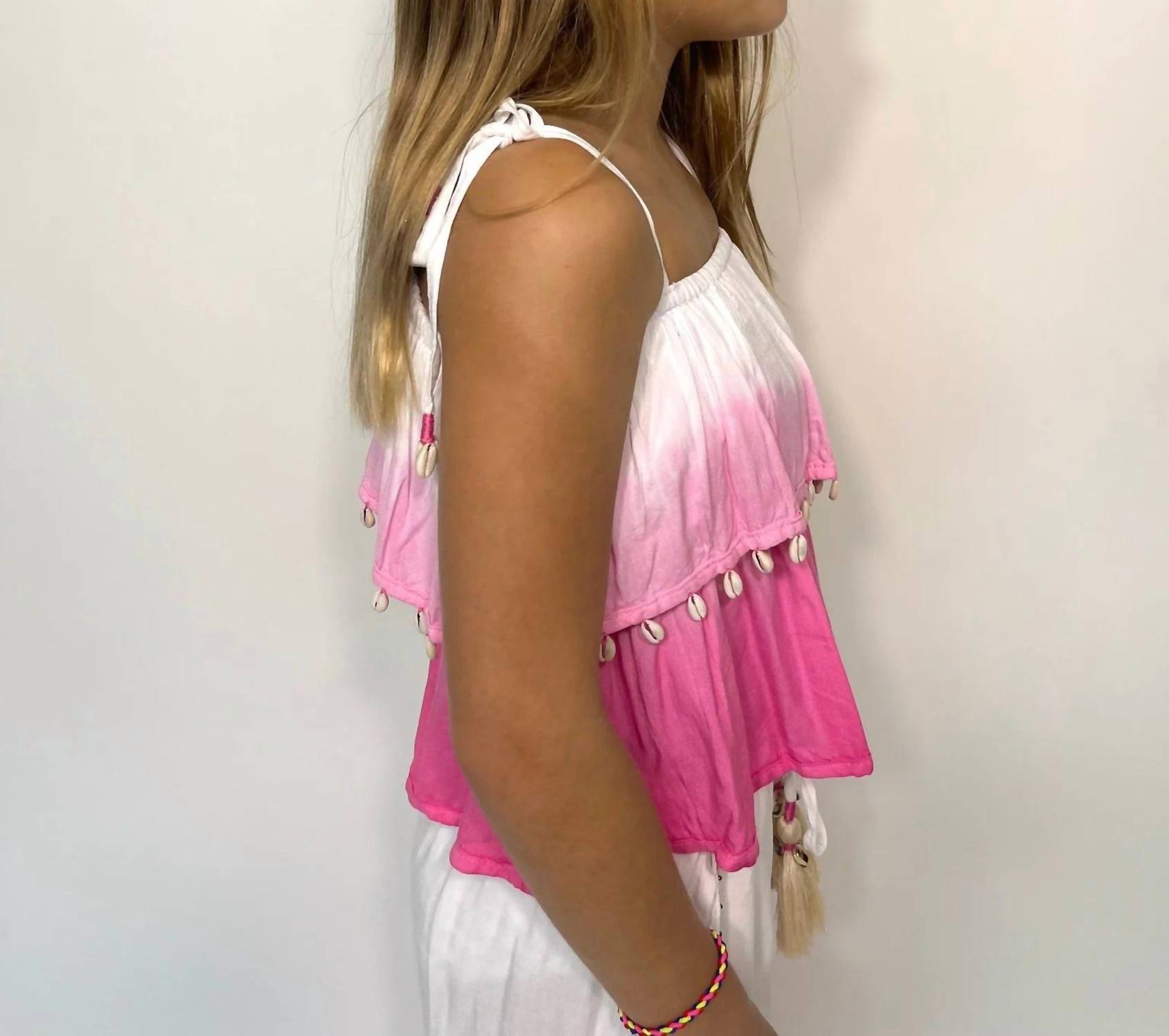 Romi The Brand Kid's Bimini Top in pink - kids' tank top - detail view