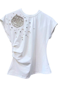 Pastel Design - Rose & Pearls Embellished Tee