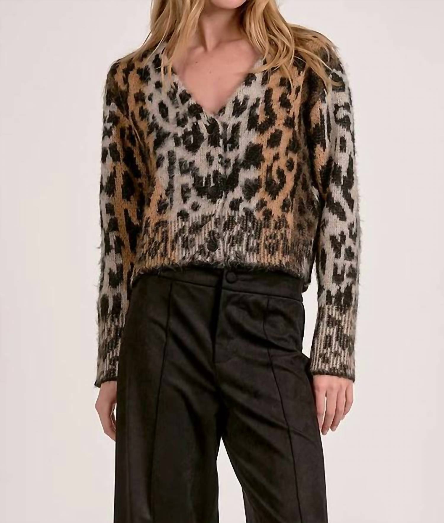 Elan - Cheetah Printed Cardigan