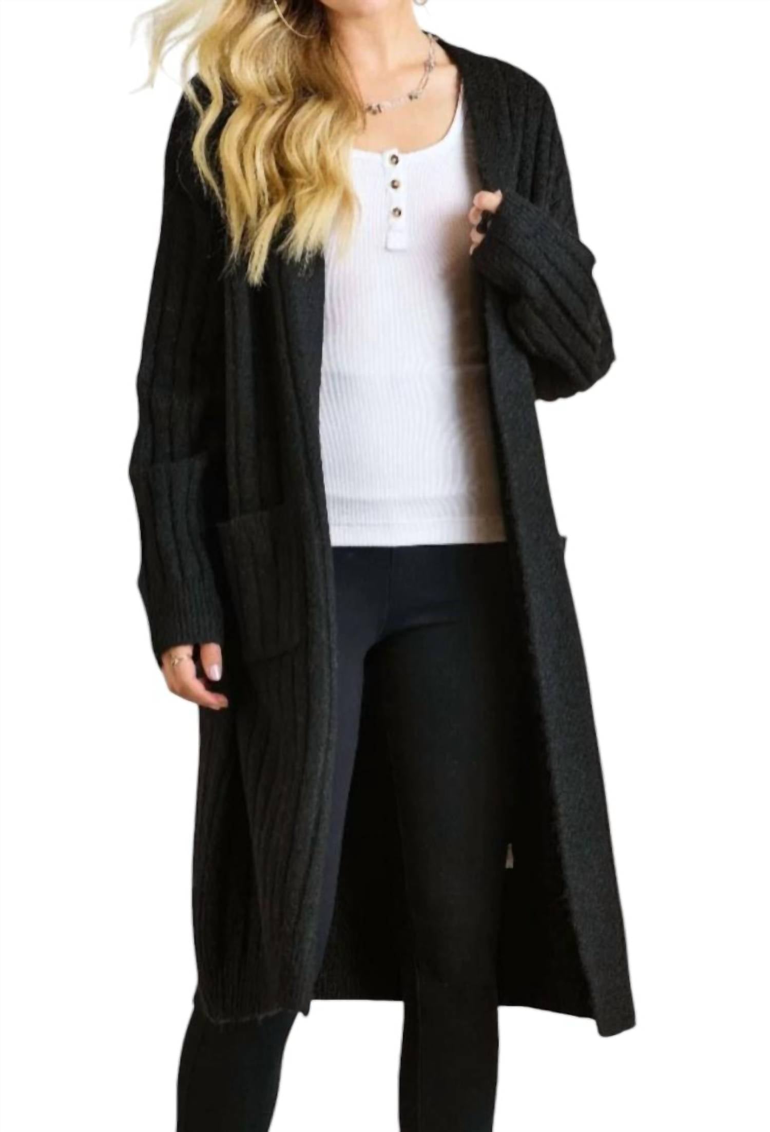 Adora - Ribbed Sweater Cardigan - Plus
