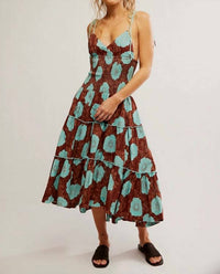 Free People Adriel Midi Dress in nutmeg combo - women's dress