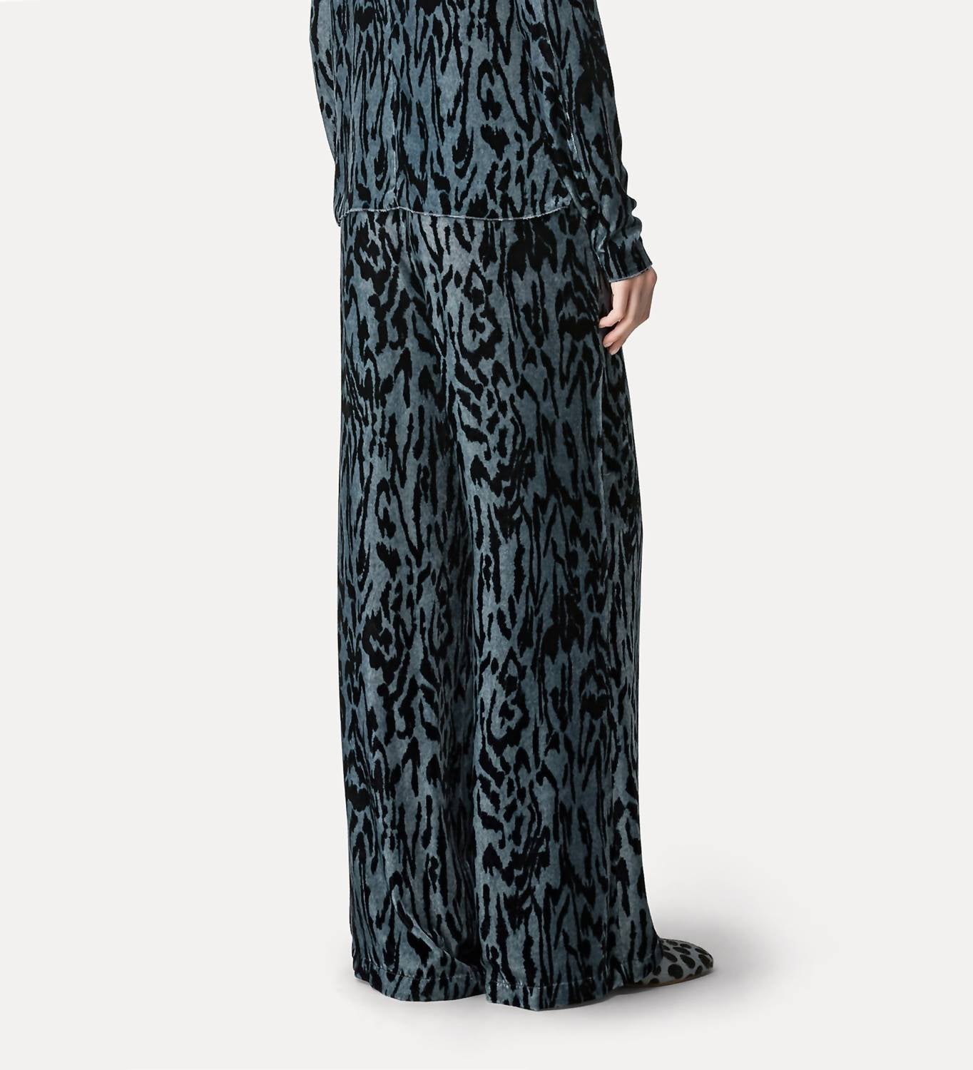 forte forte Moiree Print Velvet Pants in stone - women's pants - detail view