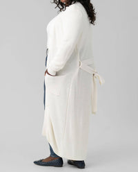 Minnie Rose - Cotton / Cashmere Belted Ribbed Long Cardigan - Plus Size