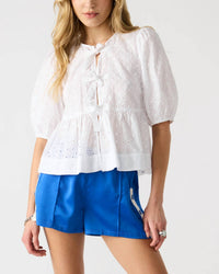 STEVE MADDEN Paula Tie Top in white - women's blouse