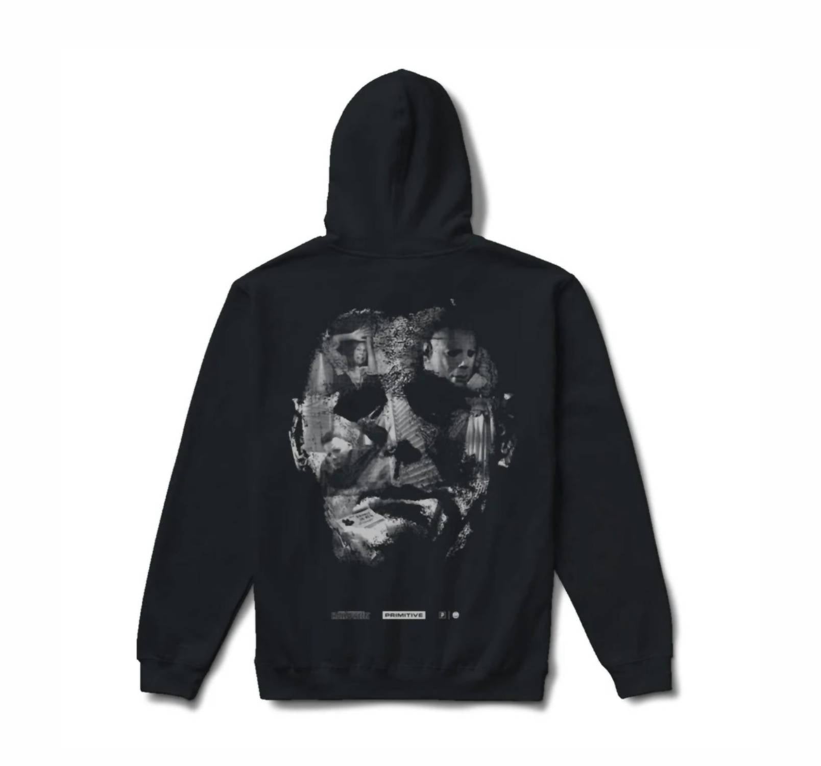 Primitive Unisex - Halloween Scenes Pullover Hoodie in black - men's shirt - detail view