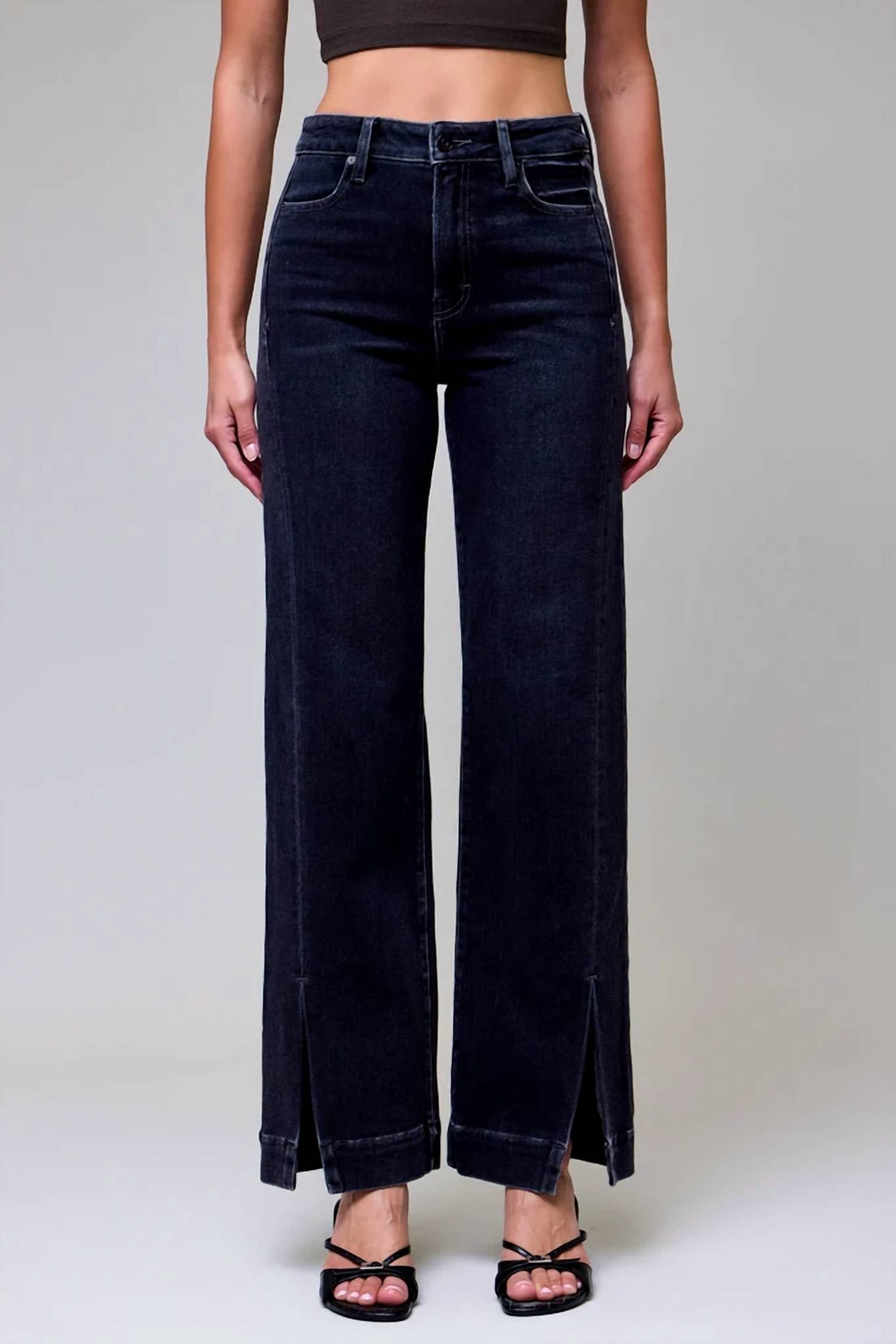 Hidden - Women's Ella Slit High Rise Classic Straight Jean
