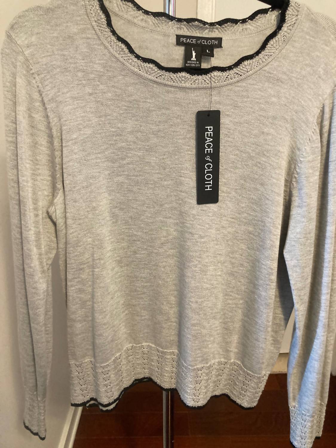 Piece Of Cloth - Women's Metal Pointelle Trimmed Bottom Sweater