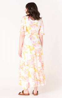 Dex - Summer Floral Flutter Sleeve Tiered Maxi Dress