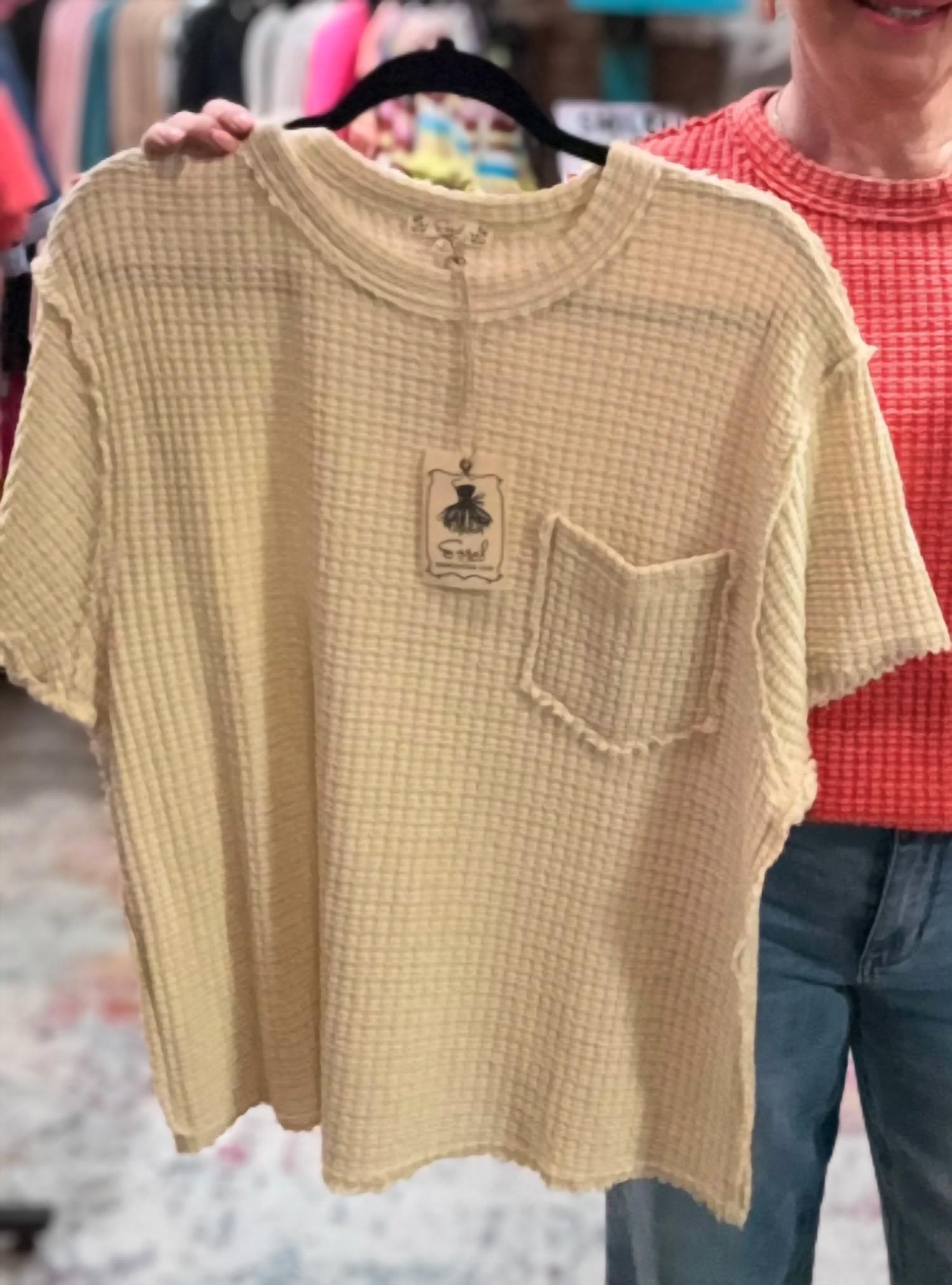 Easel - Short Sleeve Waffle Top