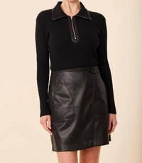 Dolce Cabo - Zip Knit Vegan Leather Skirt Dress